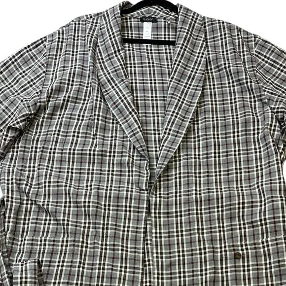 Hanro Switzerland Men's Flannel Checked Robe Cotton Cozy Comfort Size XXL - Picture 6 of 12